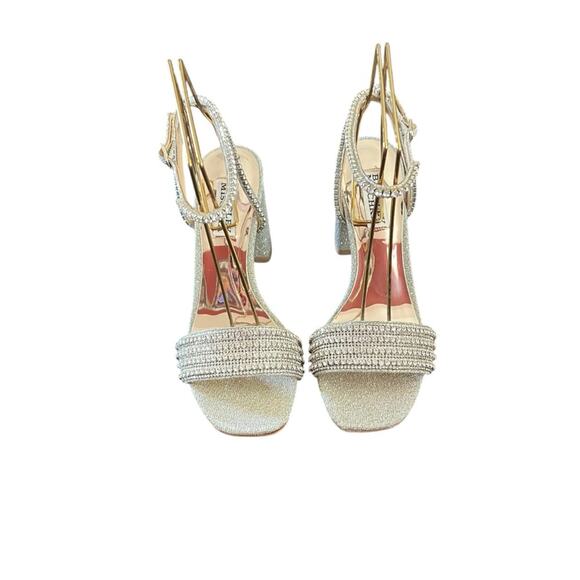 Badgley Mischka Becca Jeweled Dressy Block Heel Sandals NEW Size 6.5 - Picture 3 of 12